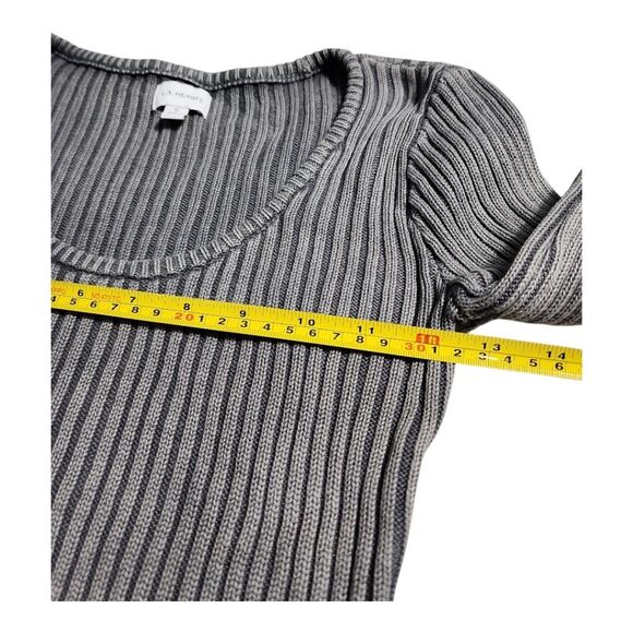 Pacsun L.A. Heart Ribbed Cropped Top Sweater Sz Small Gray Stretchy School Chic - Picture 4 of 7